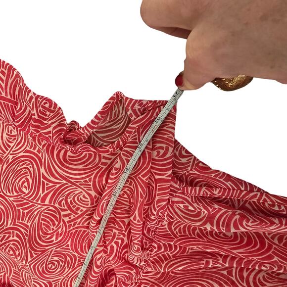 Betsey Johnson Red Rose Print Ruffle Babydoll Nightgown - Sheer Lingerie Dress S - Picture 8 of 8